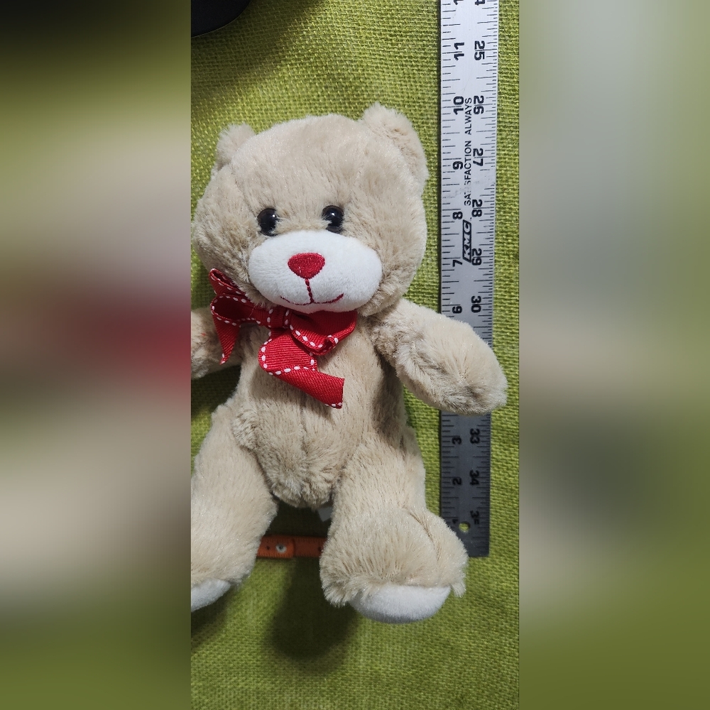 Charming Tan 10" Teddy Bear with Red Bow